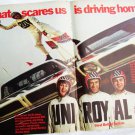 Uniroyal double spread ad 3 race car drives 1 female 2 male 1973