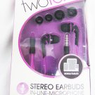 Sentry two tone stereo ear buds with in line microphone purple earbuds New