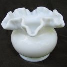 Fenton white milk glass small 3" tall rose bowl ruffled edge