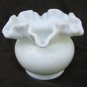Fenton white milk glass small 3" tall rose bowl ruffled edge
