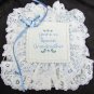 Grandmother you're so special finished cross stitch mini pillow blue trim