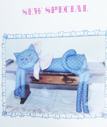 Stuffed kitty cat door draft dodger or shelf sitter pattern by Sew Special