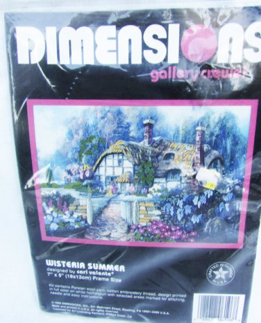 Dimensions small cross sittch kit Wisteria Summer stamped fabric