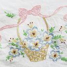 Pair hand embroidered cotton pillowcases basket of flowers 20x30 percale cotton Pair hand embroidered cotton pillowcases basket of flowers 20x30 percale cotton