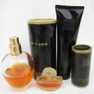 Avon Rare Gold mini perfume& 1 oz spray cologne bottle & powders & body lotion Avon Rare Gold mini perfume& 1 oz spray cologne bottle & powders & body lotion