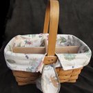 Longaberger Spring Basket + wood dividers plastic protector insert & cloth liner