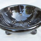 Rick Urban pottery strainer sieve bowl black gray glaze 6 3/4" artist studio Rick Urban pottery strainer sieve bowl black gray glaze 6 3/4" artist studio