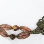 Hat band men square metal concho like accents in double row amber beads ties on
