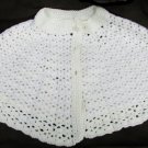 Hand crocheted shoulder cape shawl white acrylic buttons vintage