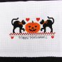 Halloween finished cross stitch cats pumpkin hearts