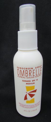 L'Oreal Sunscreen Spray Ombrelle Sunless SPF 12 Medium 4 oz bottle