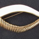 Monet white enamel and gold pin