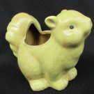Squirrel planter vase vintage pottery yellow glaze 3 1/2" high
