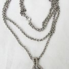 Avon faux turquoise silver tone necklace double strand chain