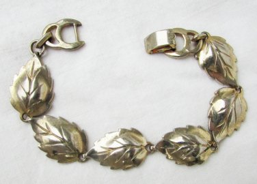 Sperry silver tone leaf links bracelet vintage 7 1/2"