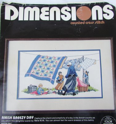 Dimensions cross stitch kit Amish Breezy Day quilt washing complete