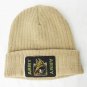 Army behind Army knitted beanie hat ribbed tan pull on cap men USA made one size