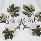 2 Party Lite grape leaf sconces frosted votive candle holders antique brass look