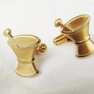 Anson mortar & and pestle male cuff links gold tone pharmacist 3/4" Anson mortar & and pestle male cuff links gold tone pharmacist 3/4"