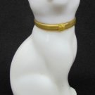 Avon cat white milk glass bottle gold collar empty