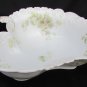 LS&S Carlsbad Austria large serving bowl with handle green purple flowers heart