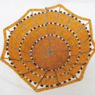 Halloween basket spider web design 5 1/2" wire & glass bead oange black white