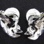 BSK silver tone clip earrings tooled semi circles vintage jewelry