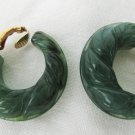 Avon green plastic clip earrings hoops marked jewelry