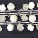 Coro five chain white beaded bracelet silver tone metal 7" long about 2 1/2 wide