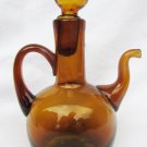 Stopper cruet amber blown glass with pour spout oil vinegar