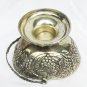 Antique silver plate basket grape leaf raised pattern pedestal base swing handle
