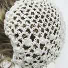 Hair snood white faux pearl accents Civil War costume hand crocheted