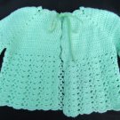 Hand Crochet baby sweater green pompadour yarn shell pattern