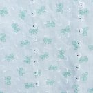 Embroidered eyelet fabric vintage green bows on white cotton 24 x 44"