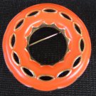 Marvella orange gold circle pin vintage brooch jewelry marked