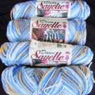 Caron Dawn Sayelle Morning Glory yarn 12 ounces total blue gold white Caron Dawn Sayelle Morning Glory yarn 12 ounces total blue gold white
