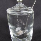 Heisey condiment mustard jam jar sterling spoon & knob