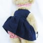 Boyd's Bear holds tomato navy dress stuffed toy 9" plaid dress