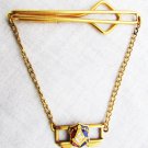 Masonic tie clip with chain JrO UAM United American Mechanics Vintage brass Masonic tie clip with chain JrO UAM United American Mechanics Vintage brass