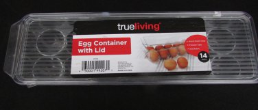 Egg container & lid holds 14 True Living freezer safe stacks clear plastic new
