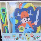 Lacing shapes 8 lace up cards Horizon knights castle horses NEW preschool