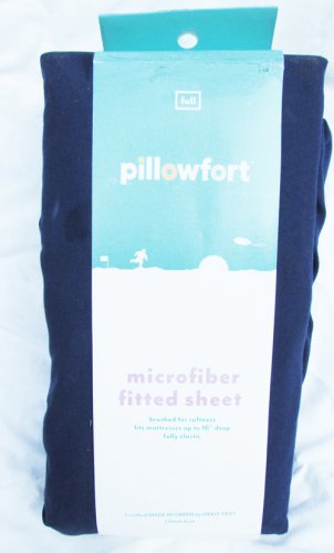 Pillowfort fitted sheet full double size navy blue 16" deep microfiber