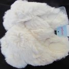 White furry slippers Cat & Jack size 13/1 crossover open toe rubber sole cream White furry slippers Cat & Jack size 13/1 crossover open toe rubber sole cream