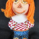 Beaded ornament Raggedy Andy vintage sequins & pins red/white top blue pants Beaded ornament Raggedy Andy vintage sequins & pins red/white top blue pants