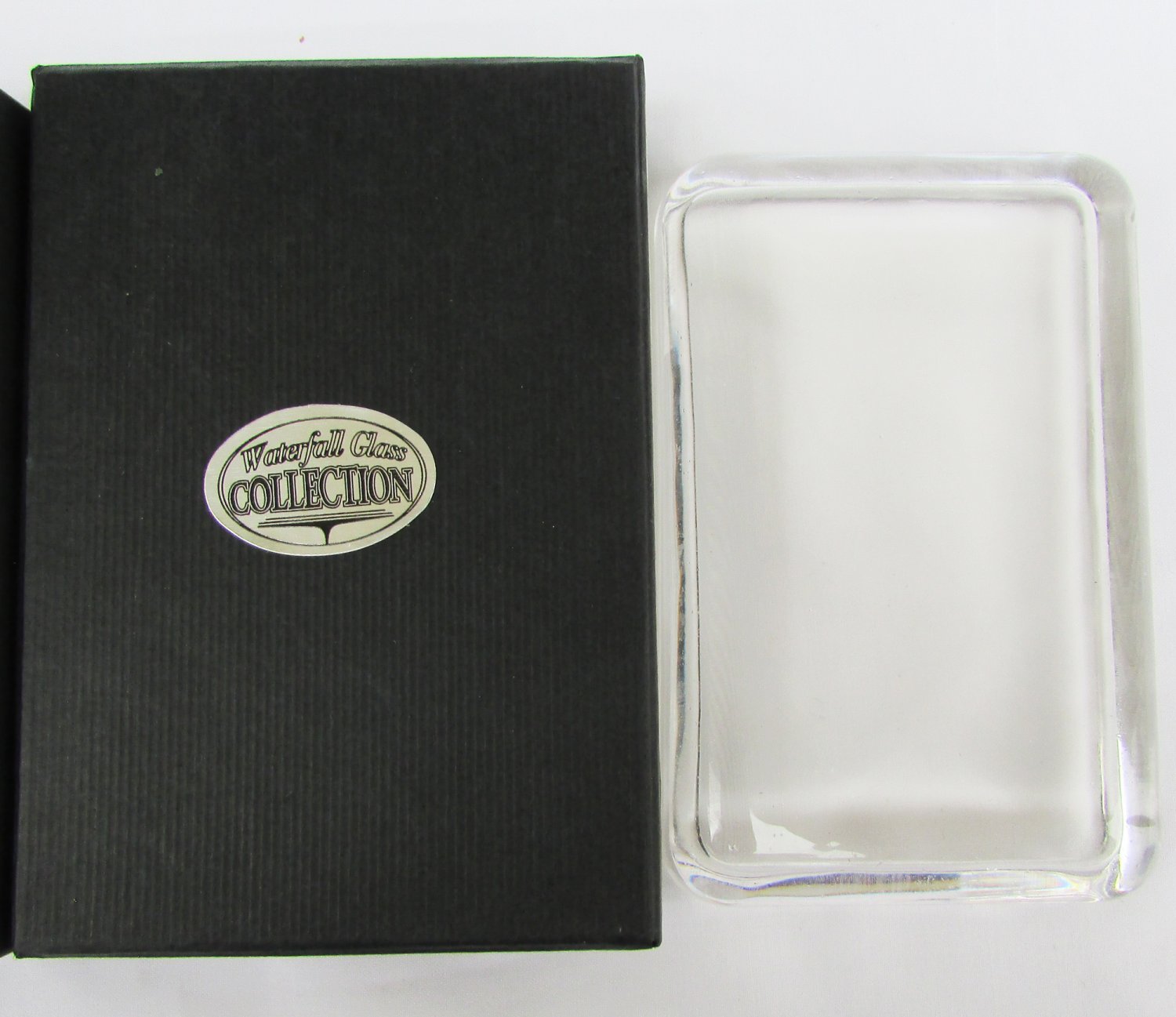 Waterfall Glass paperweight blank in box add your cross stitch or picture craft