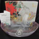 Mikasa Frangelica crystal basket Christmas bells ribbons plastic handle in box