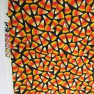 Candy Corn fabric black background quilt cotton by the half yard 18 x 44"