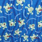 Blue fabric frogs catching flies JoAnn 58 x 42" piece clean Blue fabric frogs catching flies JoAnn 58 x 42" piece clean