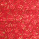 JoAnn red Christmas balls & poinsettias gold trim fabric by the yard cotton JoAnn red Christmas balls & poinsettias gold trim fabric by the yard cotton