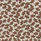 Miniature gingerbread & candy cane fabric cotton by the yard tan background Miniature gingerbread & candy cane fabric cotton by the yard tan background